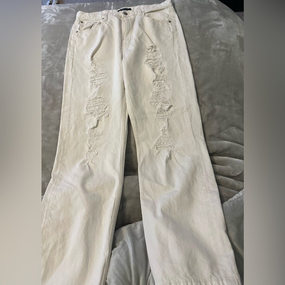 90sbaggy off White Distressed Aeropostale 14 Regular Jeans